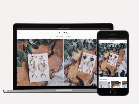 Laptop and iPhone screen showing Tatapari Shopify website design by Fashioncan. 