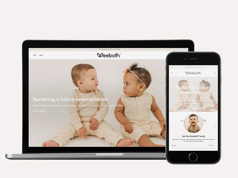 Laptop and iPhone screen showing Weeboth® Shopify website design by Fashioncan. 